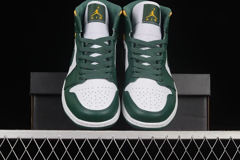 All categories Air Jordan Jordan series basketball shoes Air Jordan 1 Mid G version pure original Air Jordan 1 Mid "Green Yellow" AJ Joe 1 white green yellow Seattle Supersonics 554724-371
